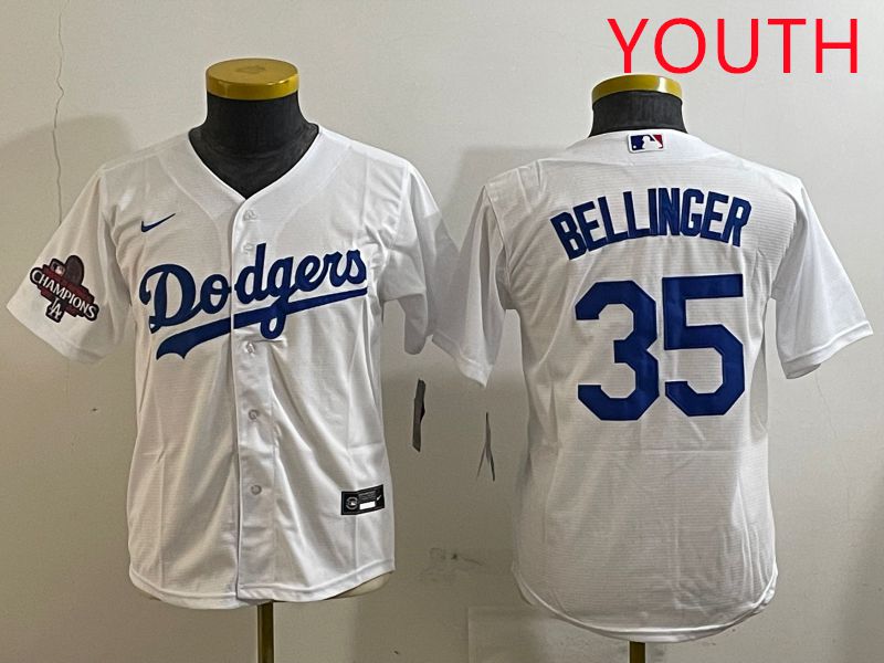Youth Los Angeles Dodgers #35 Bellinger White Game 2025 Nike MLB Jersey style 6->youth mlb jersey->Youth Jersey